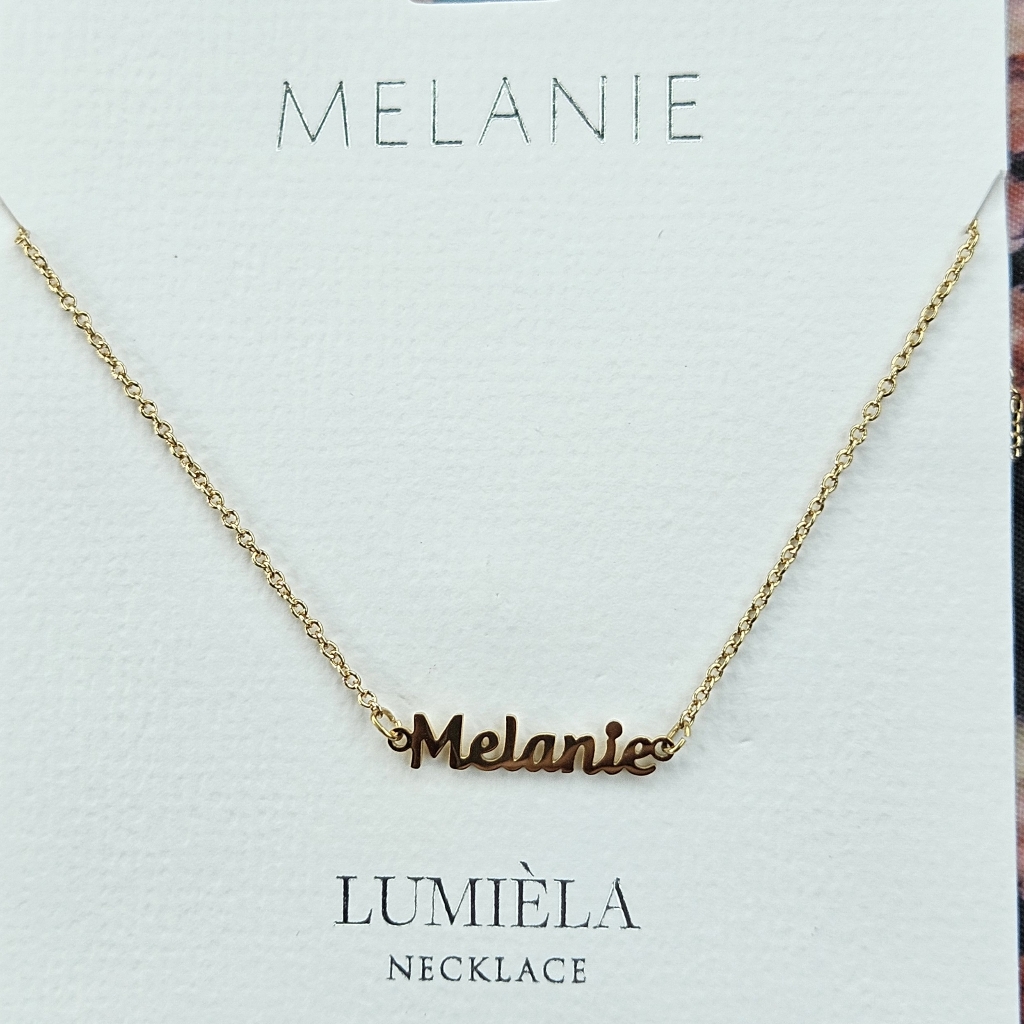 Melanie Script Name Chain Goldtone Necklace